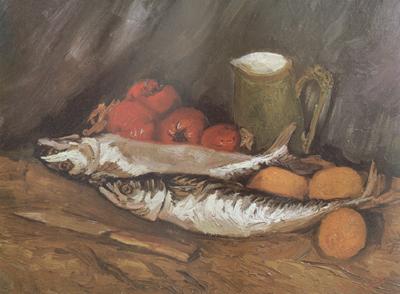 Vincent Van Gogh Still life with mackerels,Lemons and Tomatoes (nn04) oil painting image